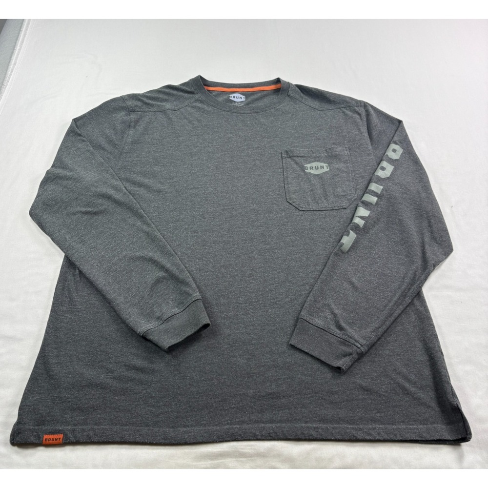 Brunt Workwear Shirt Mens XL Gray Long Sleeve Crew Neck Pocket Tee